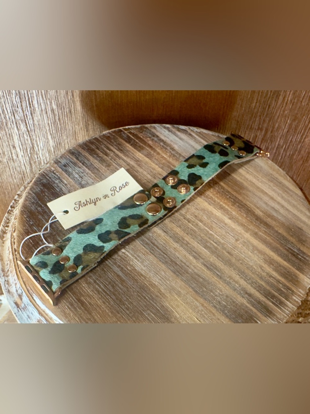 ✨ NWT Ashlyn & Rose Teal Leopard Faux Hair Watch Band 40mm
